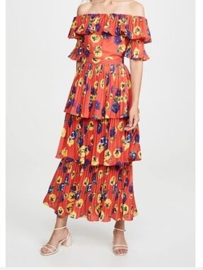O.P.T. Floral Tiered Vimmy Maxi Dress Size XS Off the Shoulder Spring Party NEW